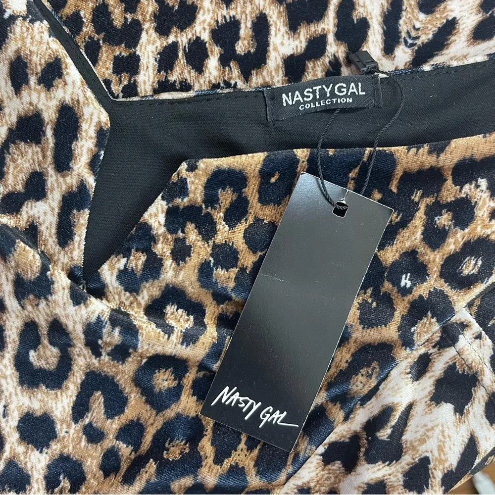 Nasty Gal l 6 Retro Pinup Animal Leopard Velvet Sweetheart Bodycon Wiggle Dress